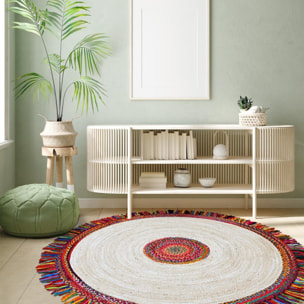 Tapis kilim rond fabriqué à la main en jute SPINI