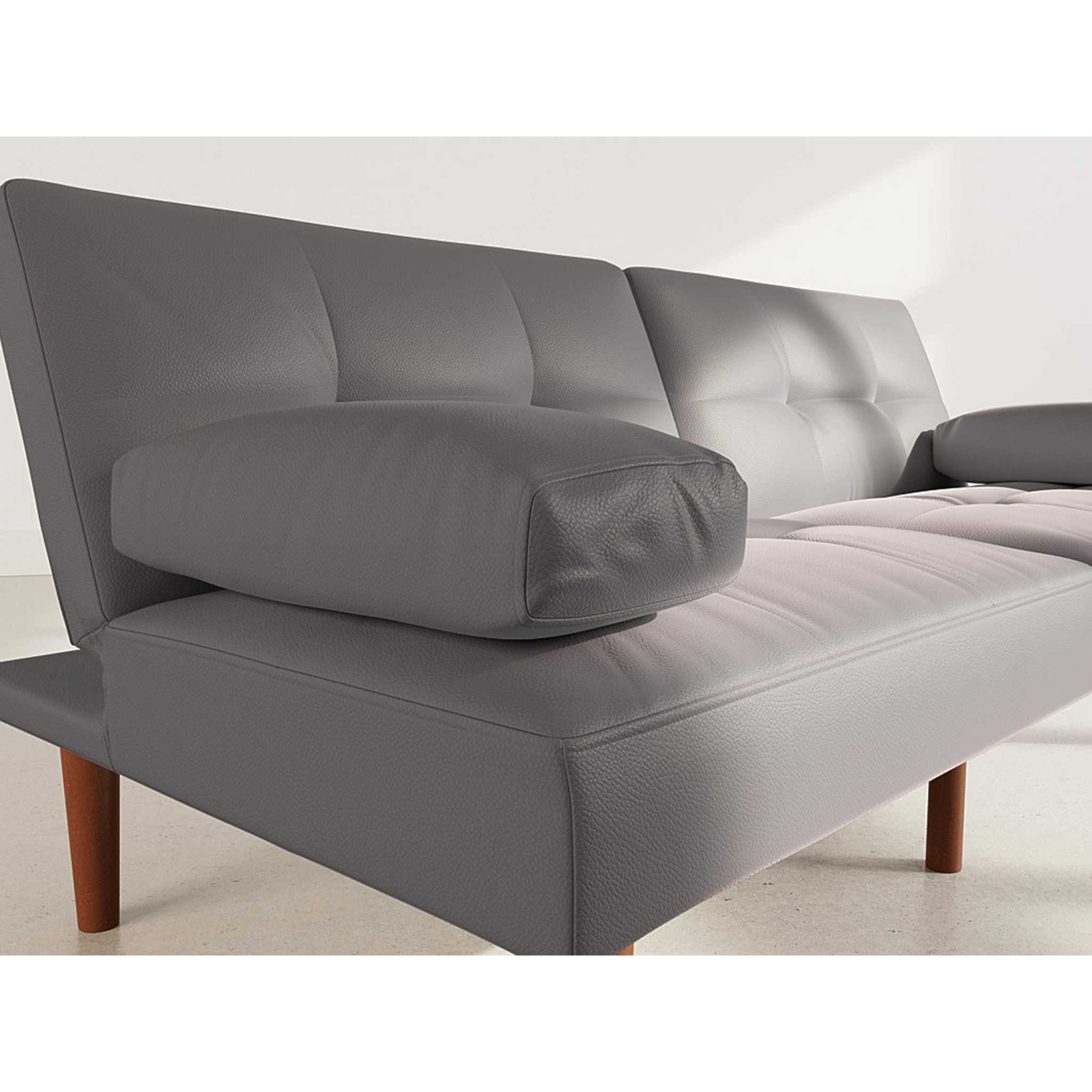 Philae - Canapé convertible clic-clac 2 places - en simili - Gris