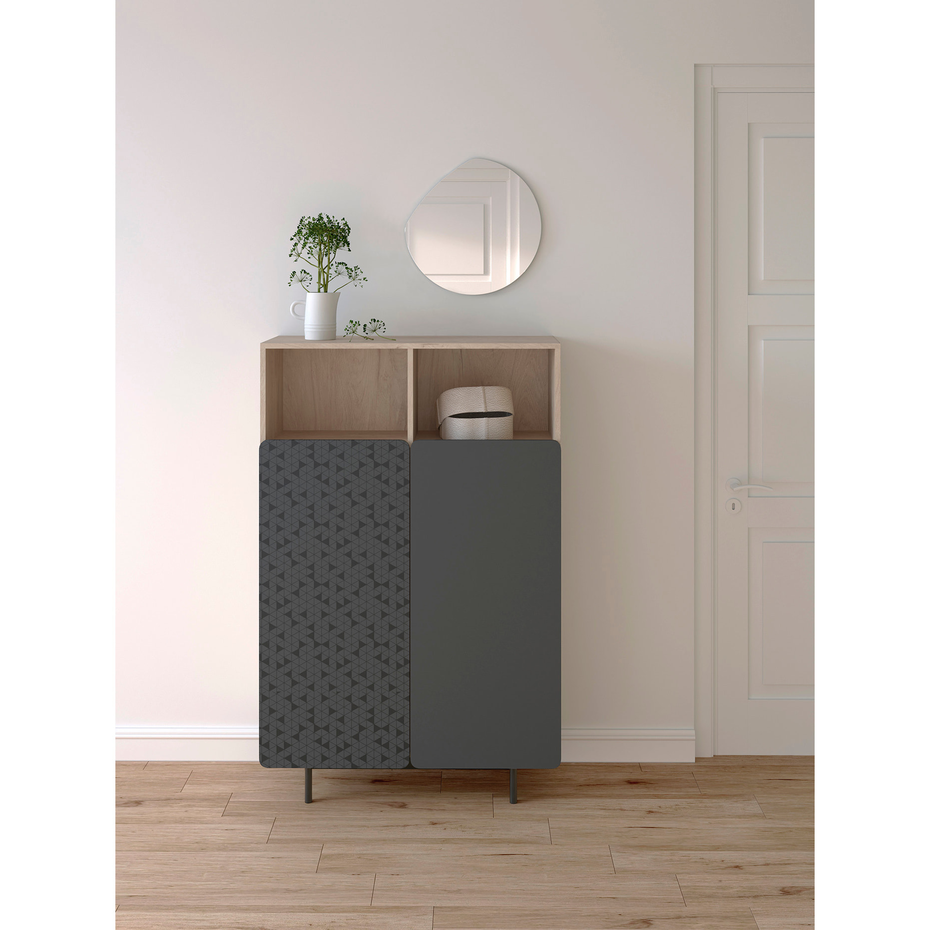 Espejo redondo Lune aglomerado blanco ø38cm