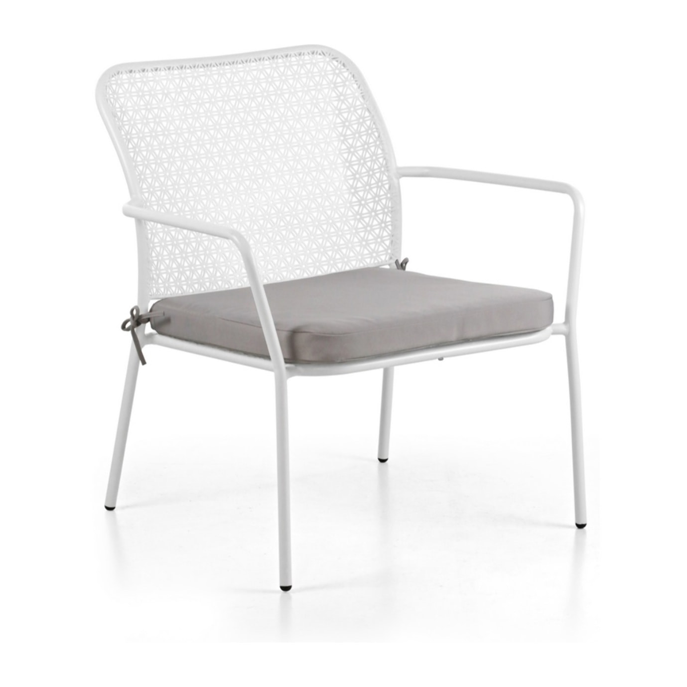 Set da giardino in acciaio con cuscini motivo floreale bianco - Daisy