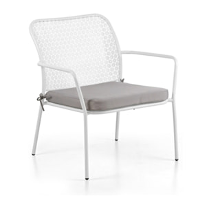 Set da giardino in acciaio con cuscini motivo floreale bianco - Daisy