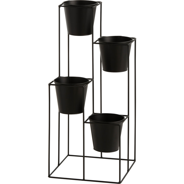J-Line étagere cache-pots 4 Parties - métal - noir - small - Ø 31.00 cm