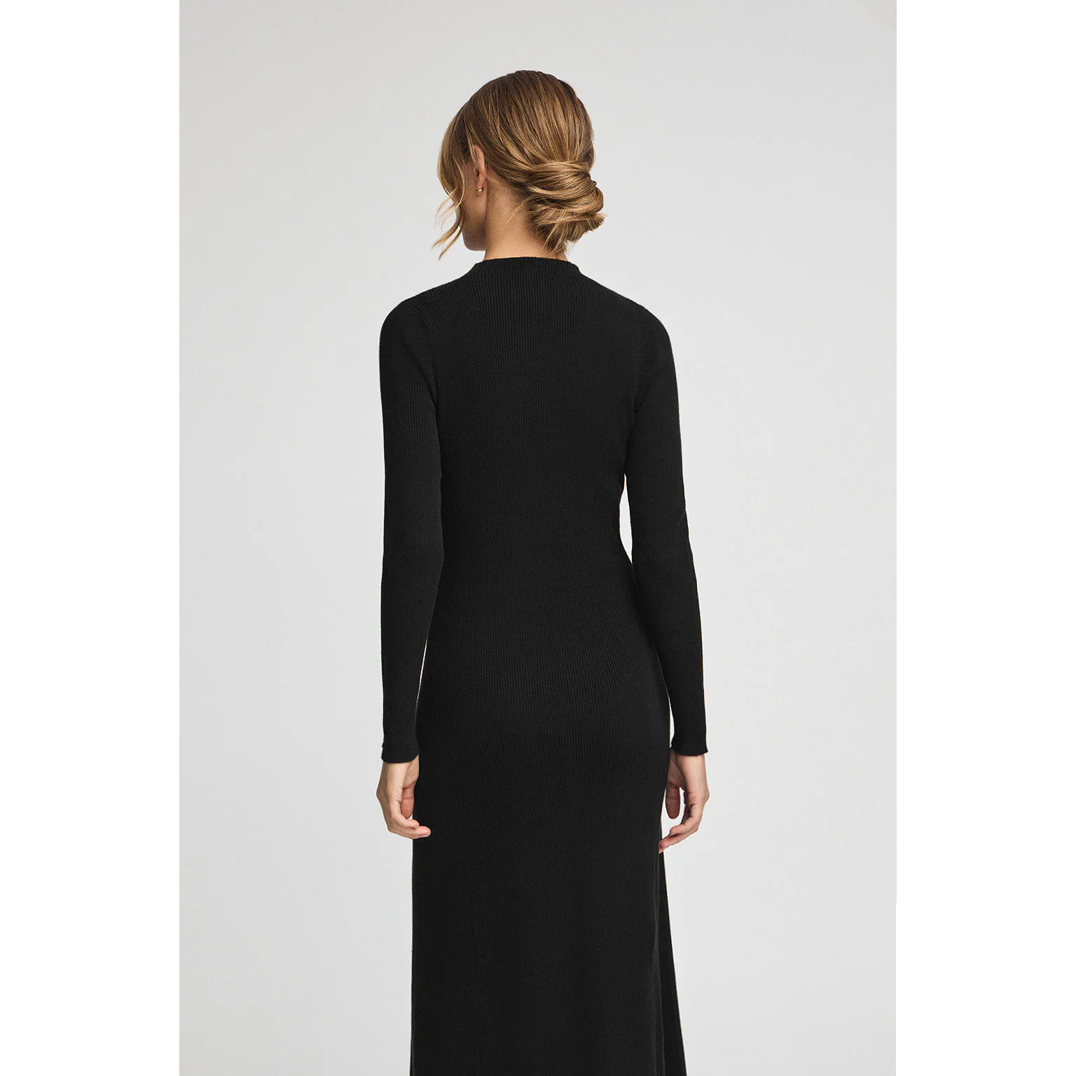 Vestido largo de cuello perkins negro con logo Polo Club