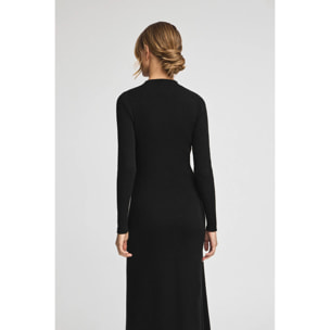 Vestido largo de cuello perkins negro con logo Polo Club