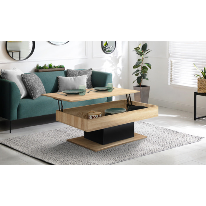 Table basse Tania avec plateau relevable - Bois - Noir