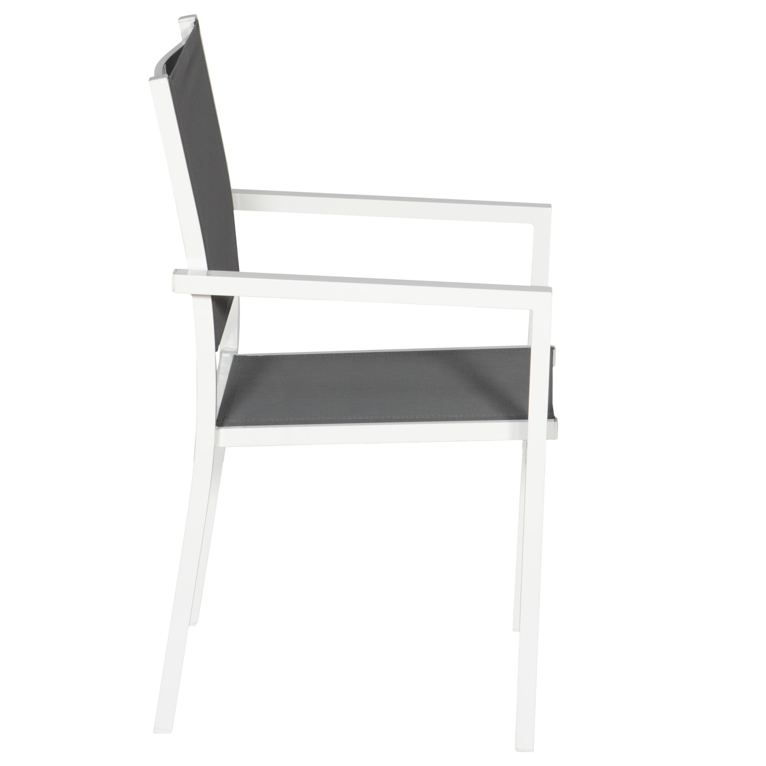Lot de 8 chaises en aluminium blanc - textilène gris