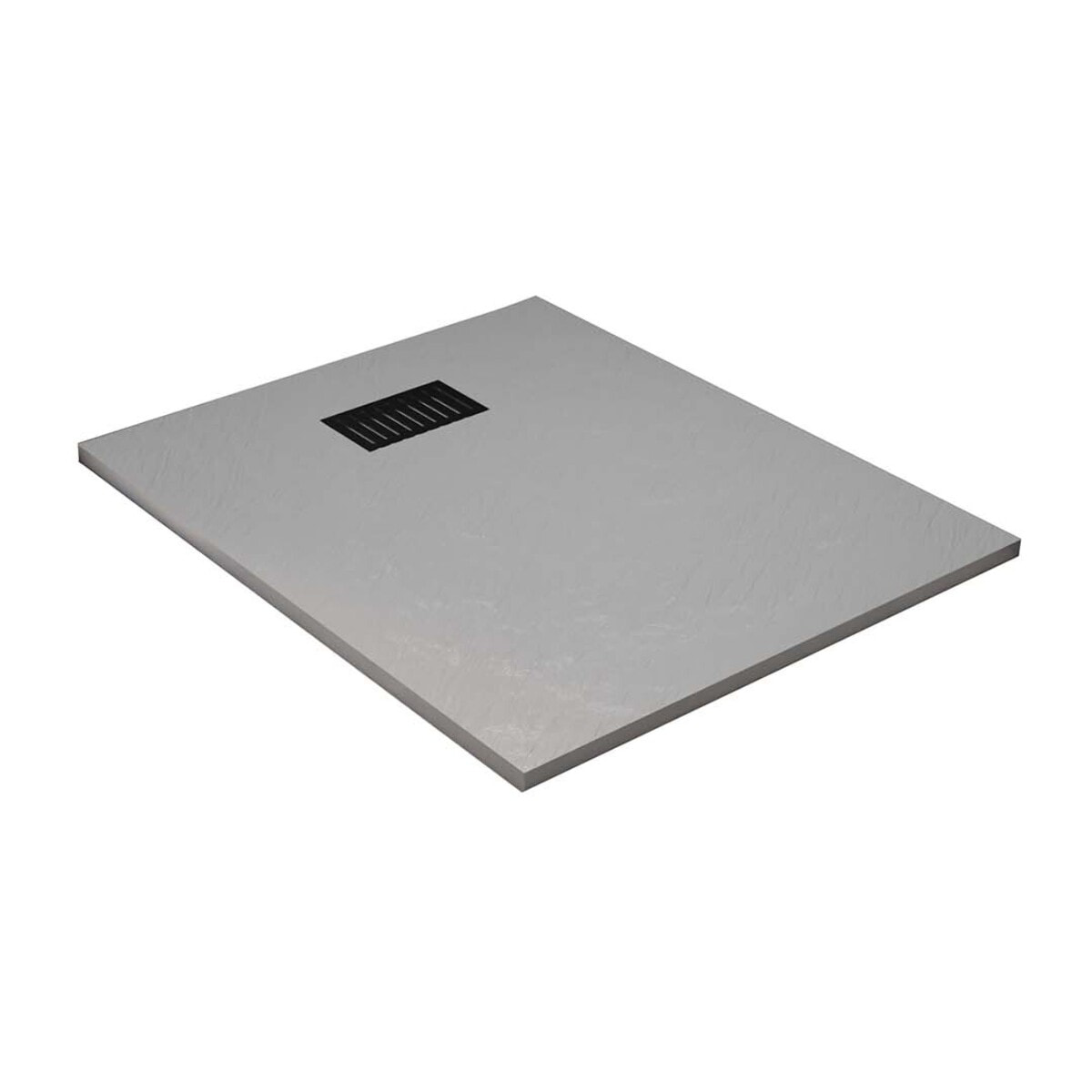 Receveur de douche Gris Effet Pierre 80x100 cm et Grille décor Linéaire Noire Mate