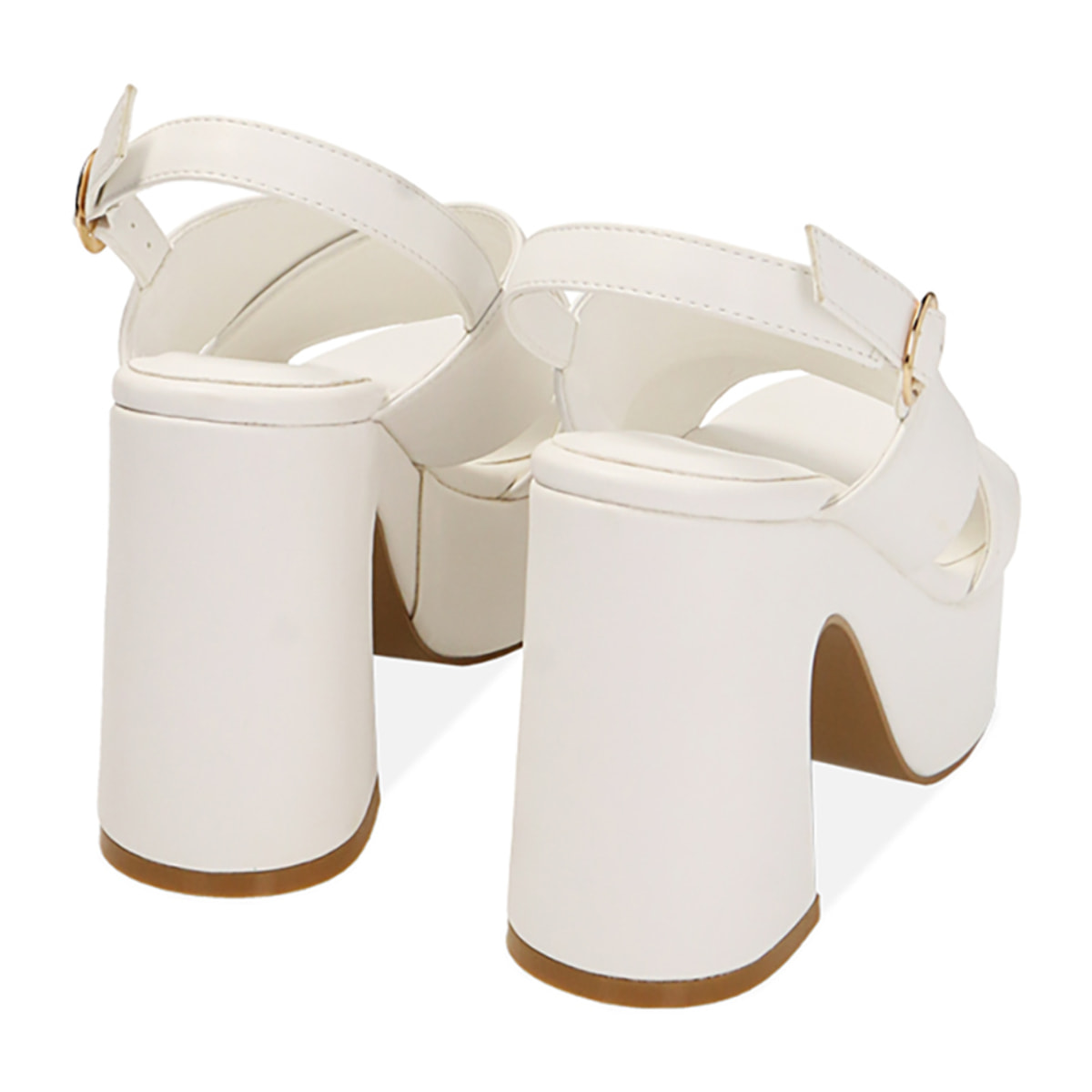 Sandalias blancas con plataforma, tacón de 10,5 cm