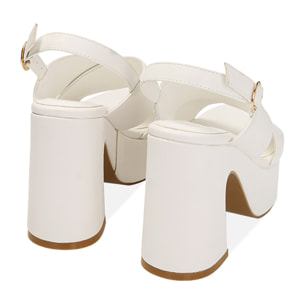 Sandalias blancas con plataforma, tacón de 10,5 cm