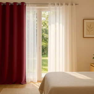Rideau Polyester Occultant Uni Rouge