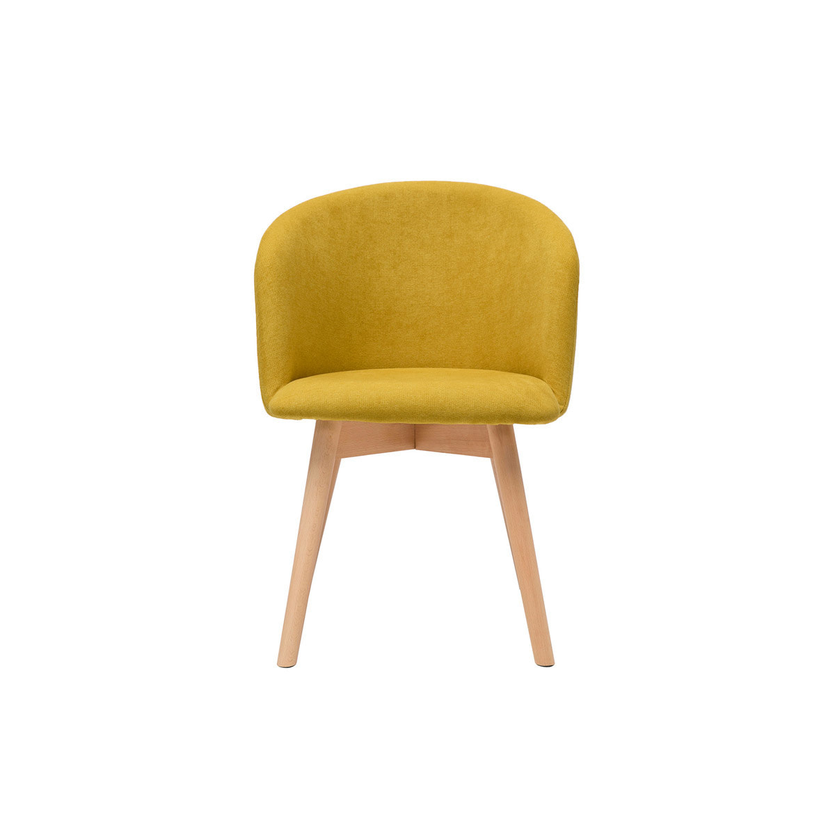 Chaises scandinaves en tissu effet velours jaune moutarde et bois clair massif (lot de 2) VANITY