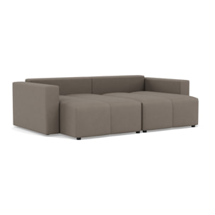 Daryl - canapé d'angle réversible 4 places convertible avec coffre en tissu texturé - Gris clair