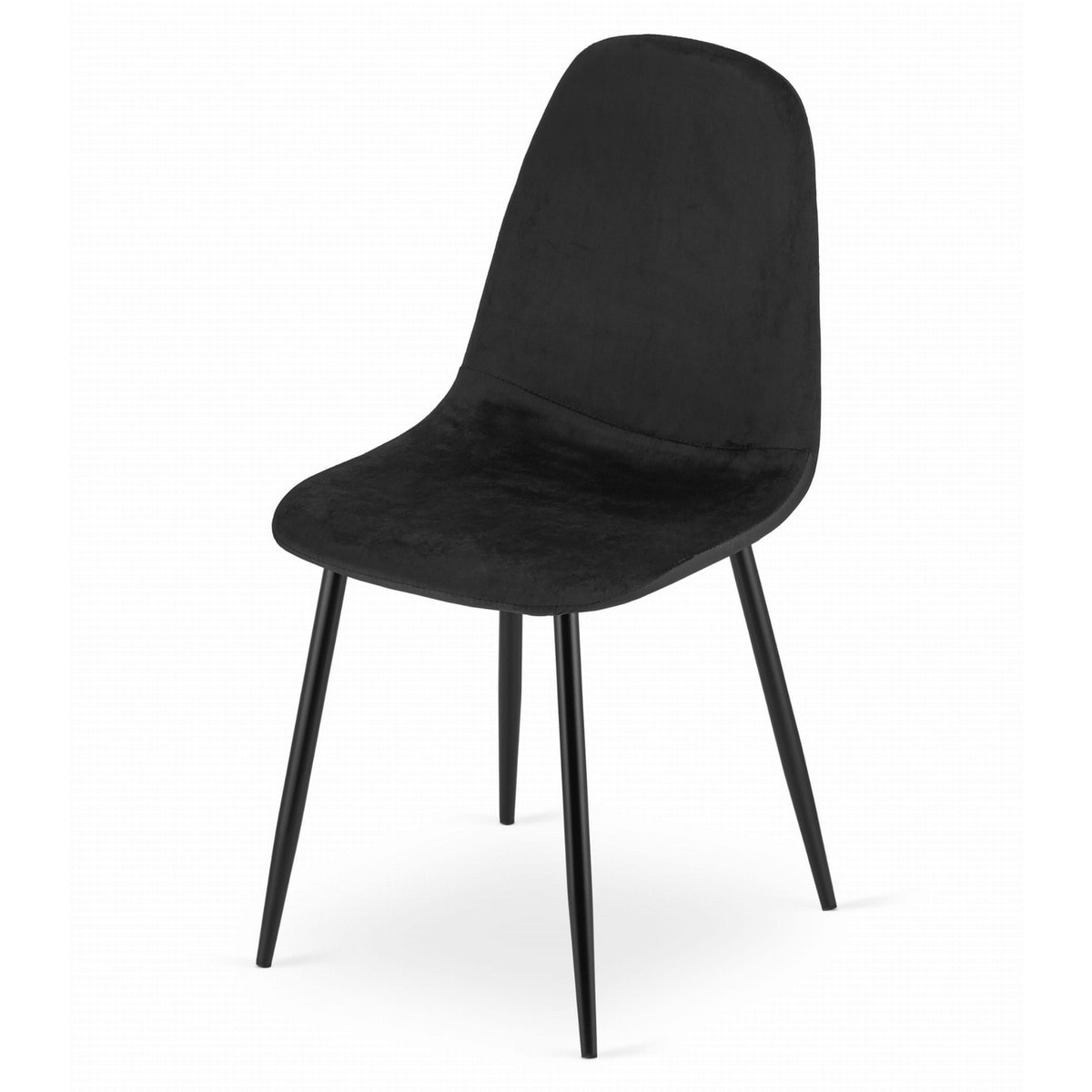 Sedia Como in velluto nero con gambe in metallo