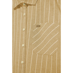 Camisa color mostaza Scarlet a rayas loose fit con botón nacarado