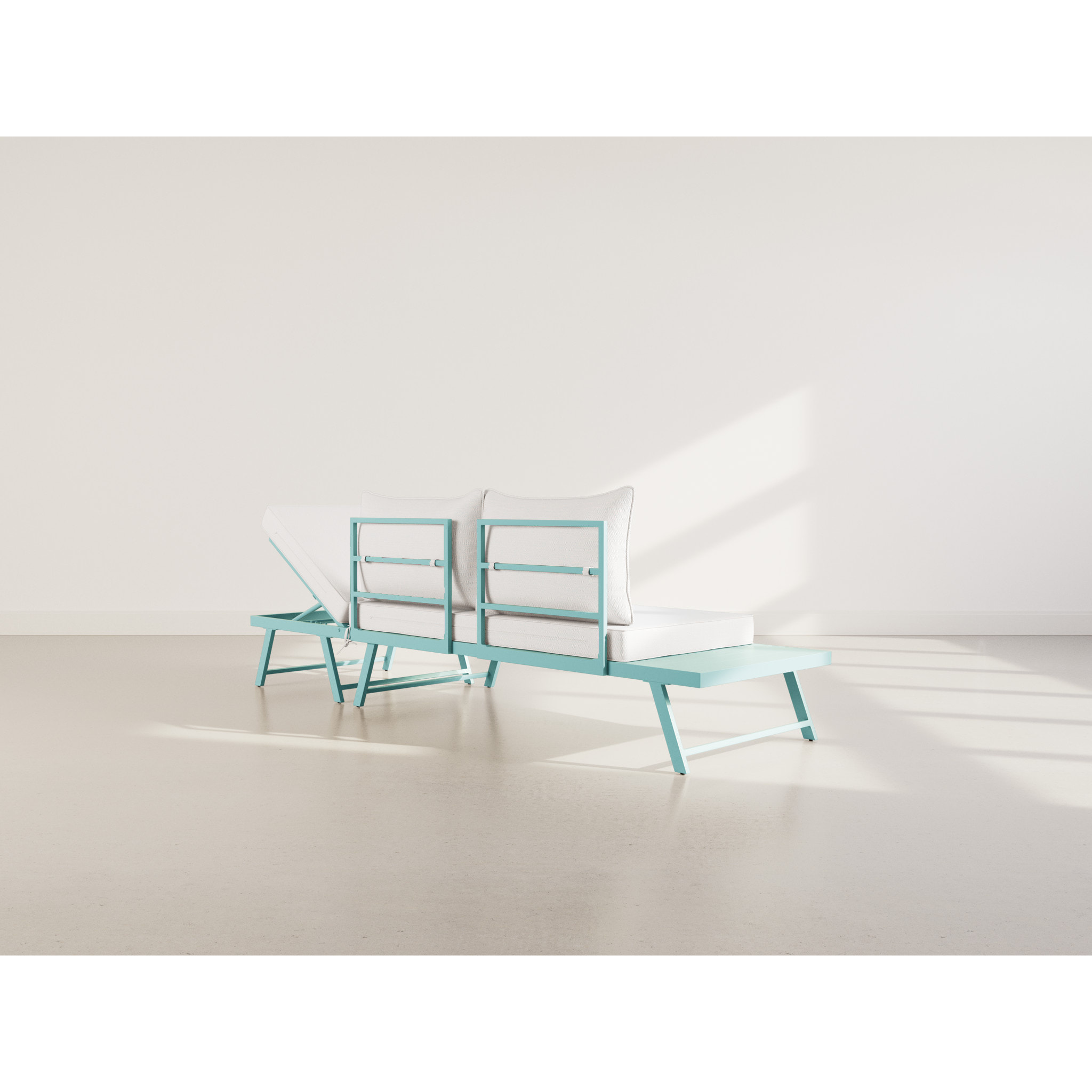 Isadora - salon de jardin 3 places - modulable - vert avec coussins beiges - Vert / Beige