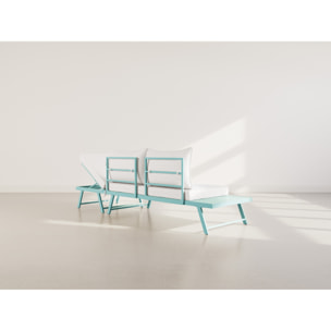 Isadora - salon de jardin 3 places - modulable - vert avec coussins beiges - Vert / Beige