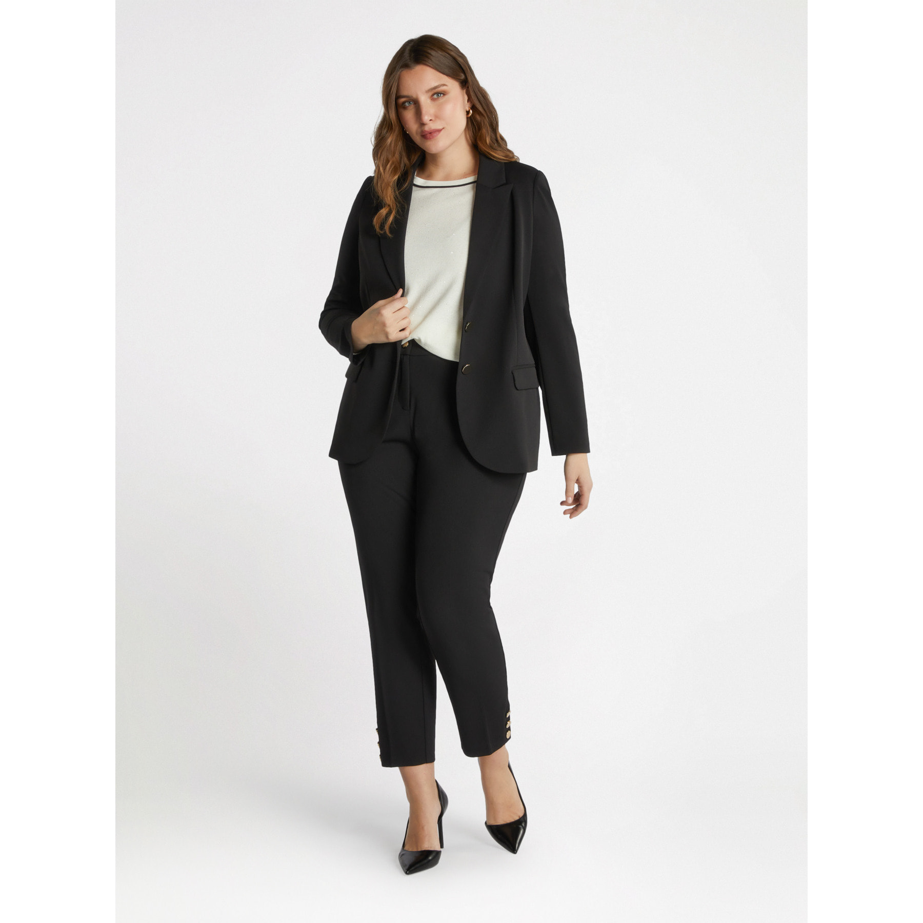 Fiorella Rubino - Blazer con botones joya - Negro