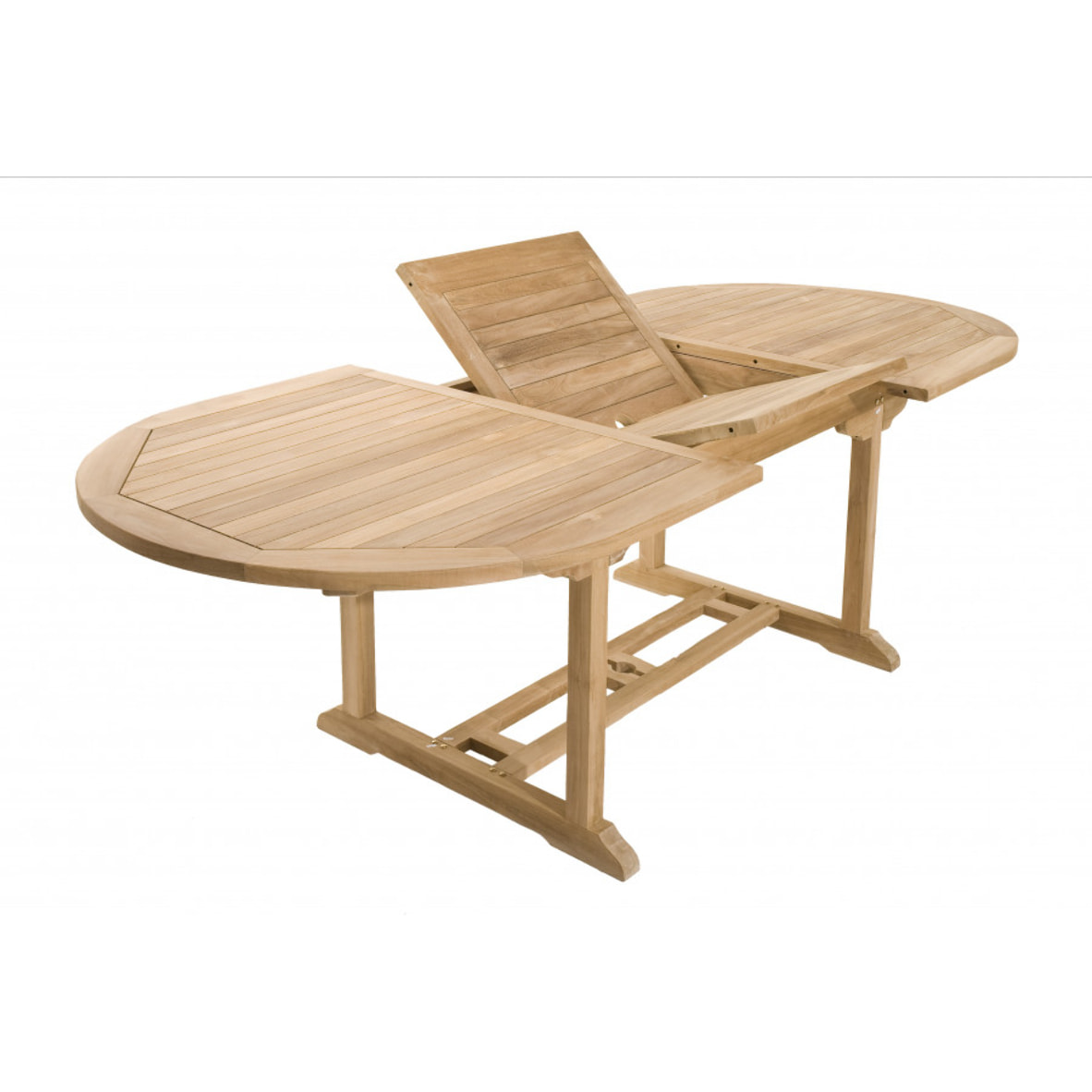 HARRIS - SALON DE JARDIN EN BOIS TECK 8/10 pers : Ensemble de jardin - 1 Table ovale extensible 180*240/100 cm et 6 chaises