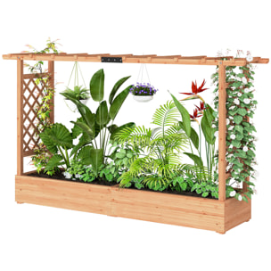 Jardinière treillis intégral latéral et toit - 200 x 44 x 113 cm - bois sapin pré-huilé