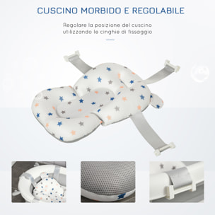 HOMCOM Vaschetta Bagnetto Pieghevole per Bambini 0-3 Anni - Grigio Bianco