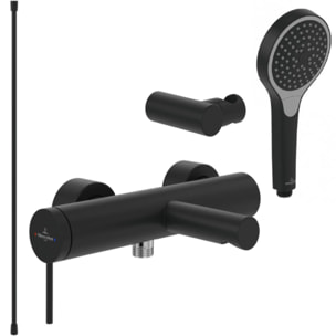 Pack mitigeur baignoire mécanique Loop & Friends Noir mat + douchette + flexible + support