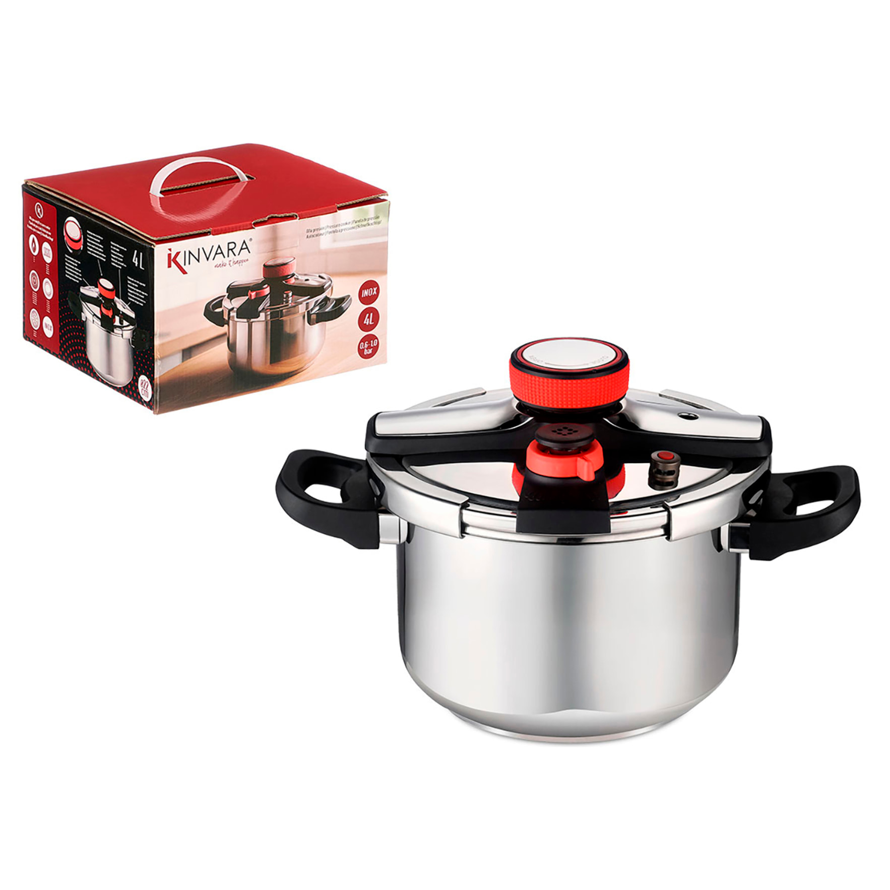 Pentola a pressione da 4L con ruota e guarnizione in silicone.