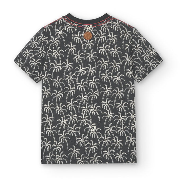 Camiseta estampada niÃ±o, mangas cortas, gris oscuro