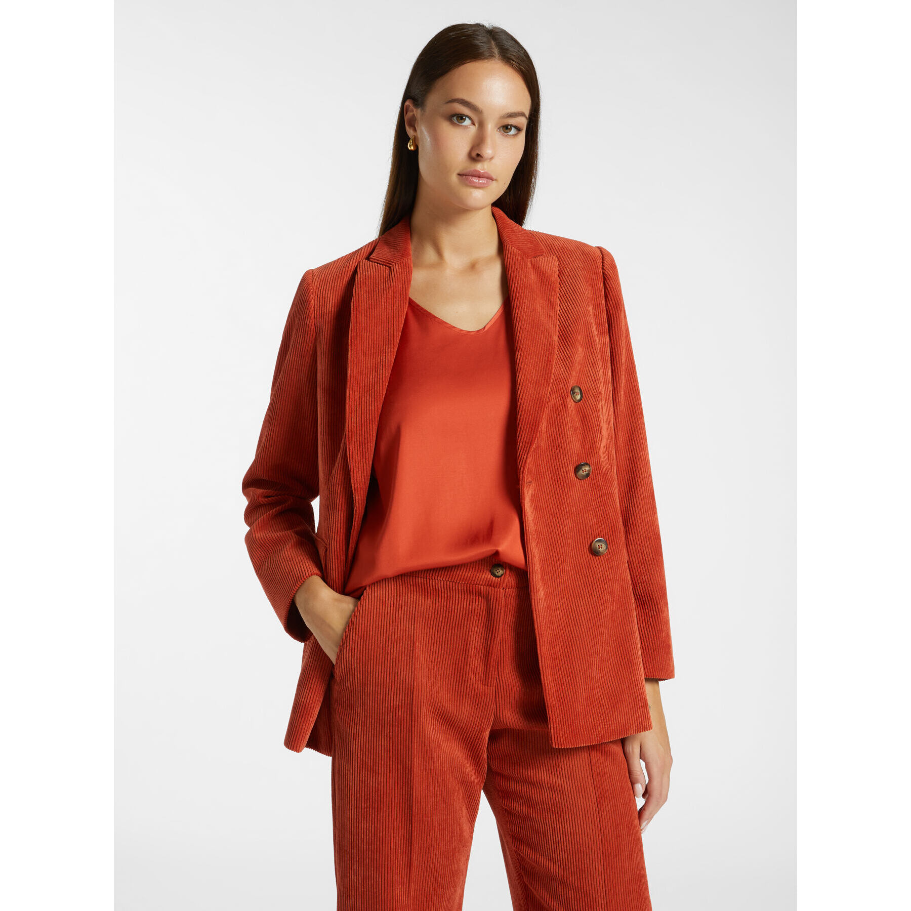 Elena Mirò - Blazer en terciopelo de canalé - Naranja sol