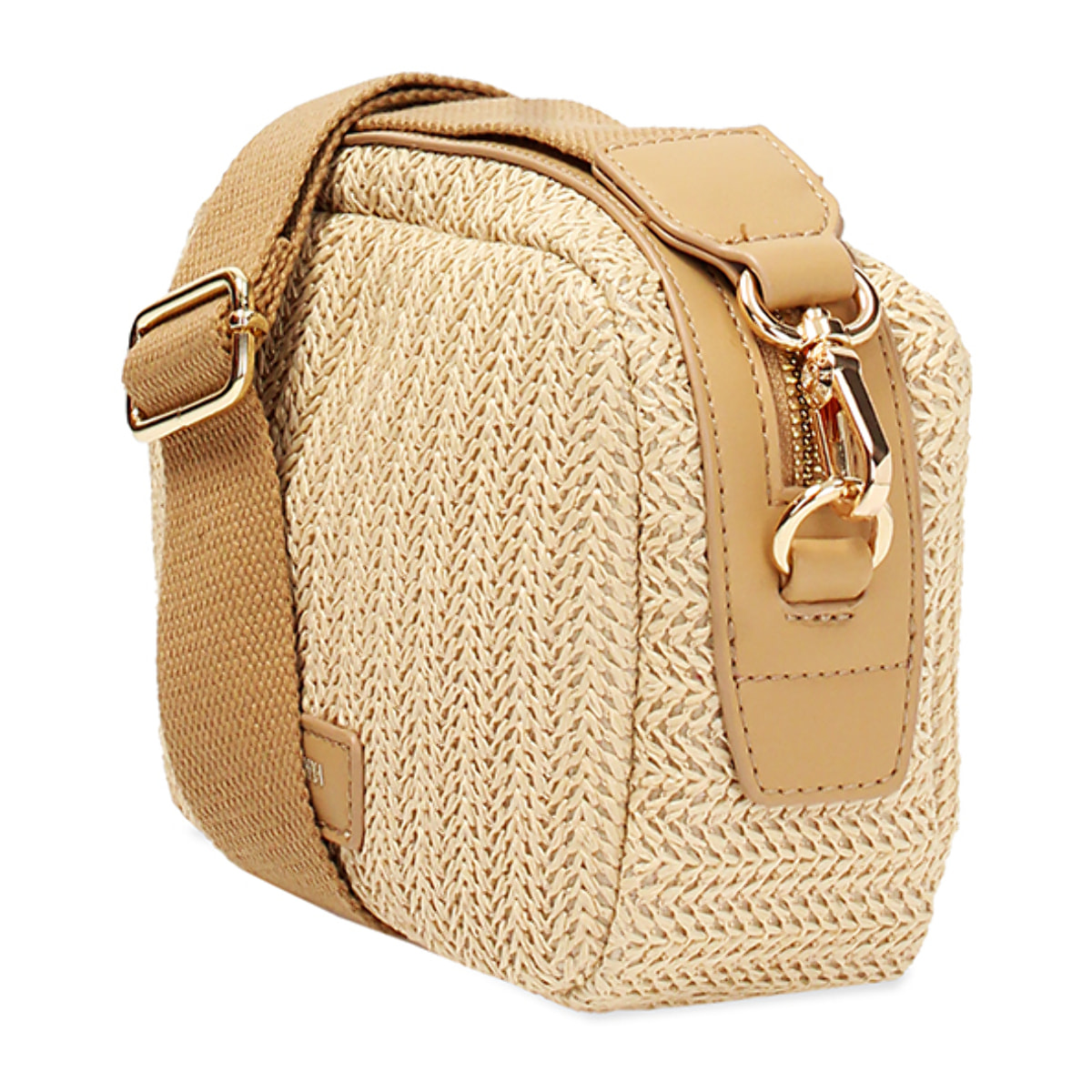 Mini bag donna beige in raffia