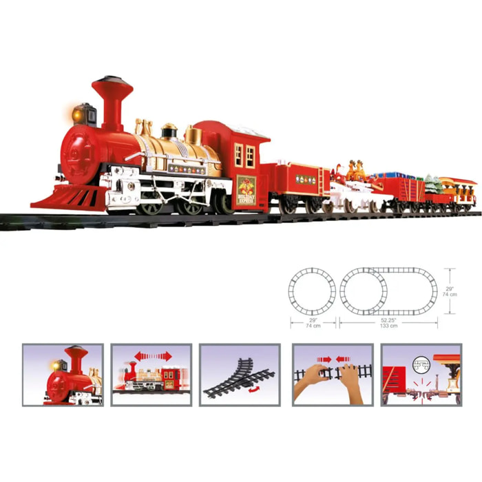Train de Noël lumineux 26 pièces musical 1 LED