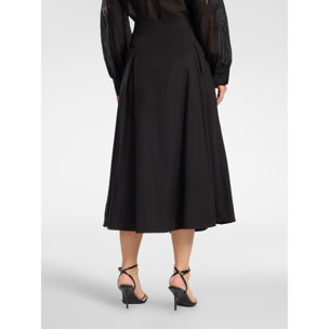 Elena Mirò - Falda midi de línea en A - Negro