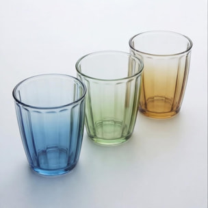 Set 6 bicchieri acqua colorati in vetro 31 cl, design moderno ed elegante, bicchieri resistenti per bibite cocktail e succhi, vetro certificato per alimenti senza piombo, lavabili in lavastoviglie