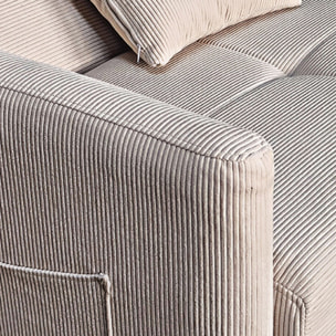 Canapé convertible avec coffre en velours cotelé beige 3 places BAKAR