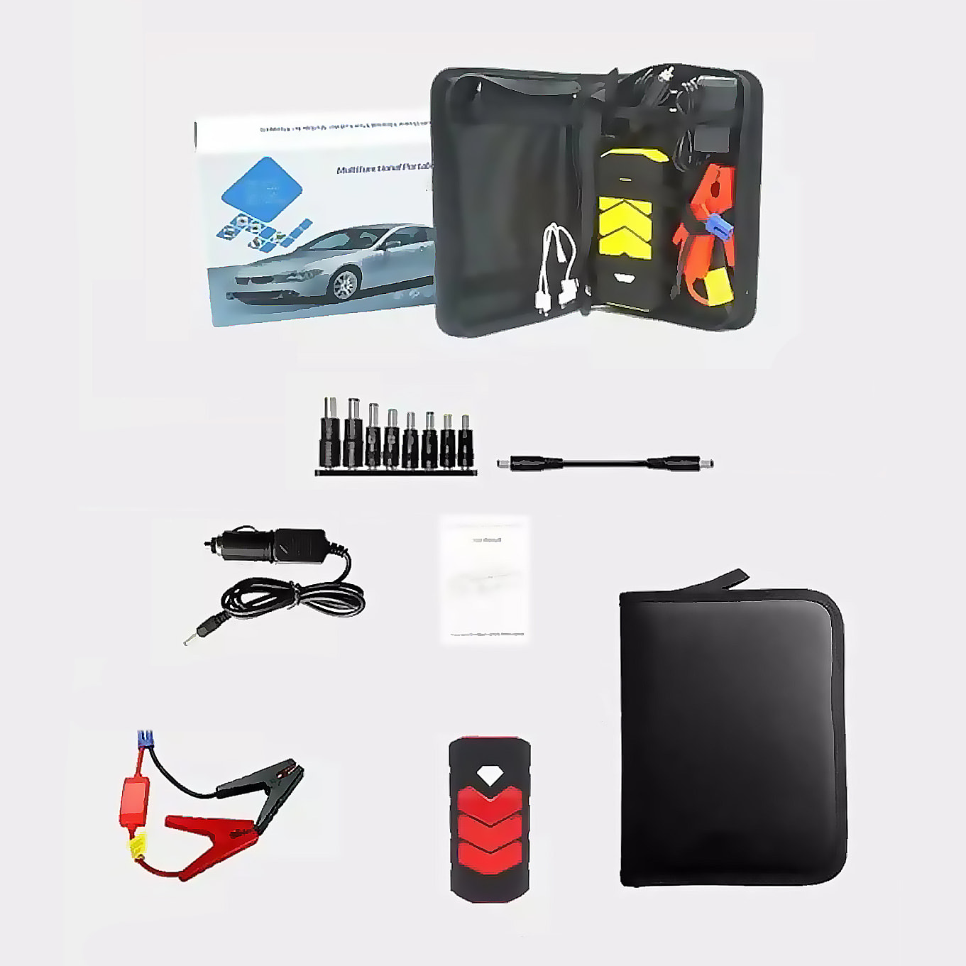 Powerbank da 30.000 mAh con avviamento per auto 12V. Veicoli a benzina fino a 5L e 2,5L diesel. Funzione caricabatterie per più dispositivi.