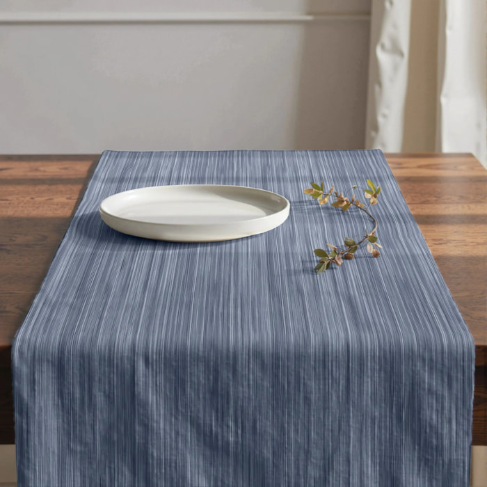 Chemin de table 100 % coton Lesa 125 Steel Blue 50x150 cm