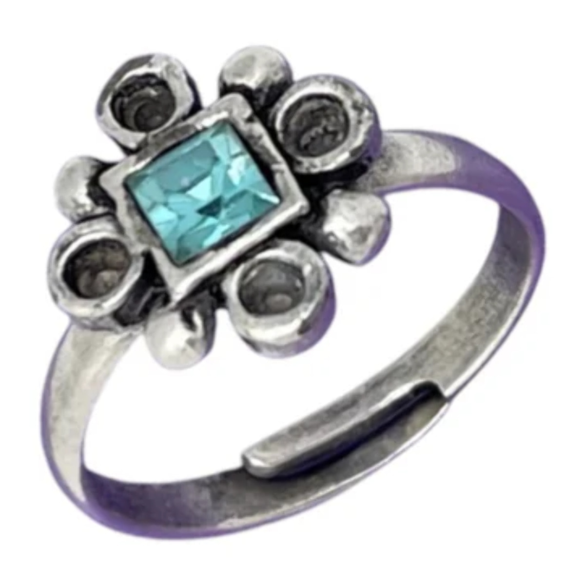 Conjunto de anillos mix cristal SW rosa-azul