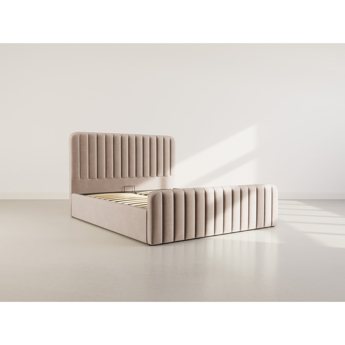 Alice - lit coffre - 160x200 cm - en velours - Taupe
