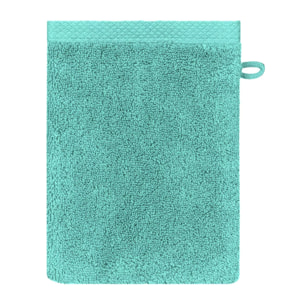 Gant de toilette pur coton 550 g/m² uni bleu Elea curacao