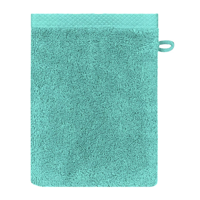 Gant de toilette pur coton 550 g/m² uni bleu Elea curacao
