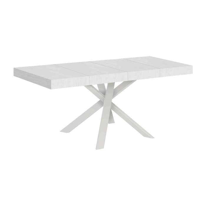 Table extensible 90x90/194 cm Clerk Premium dessus Frêne Blanc pieds Blancs