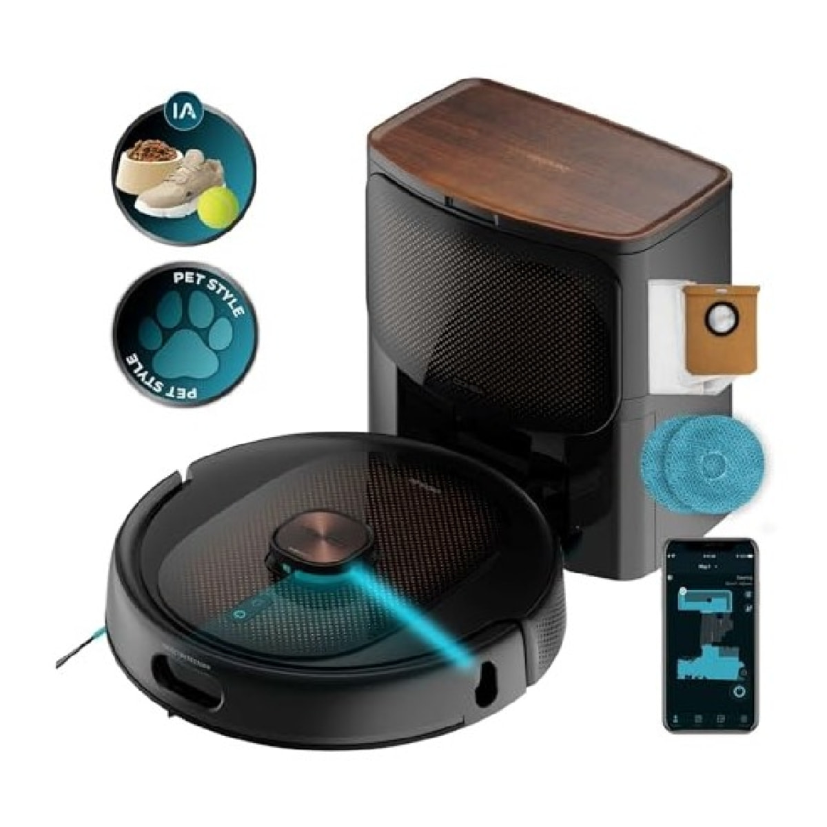Cecotec Robot aspirateur Conga 10090 AI Spin Revolution Ultra Power Home Lifesty