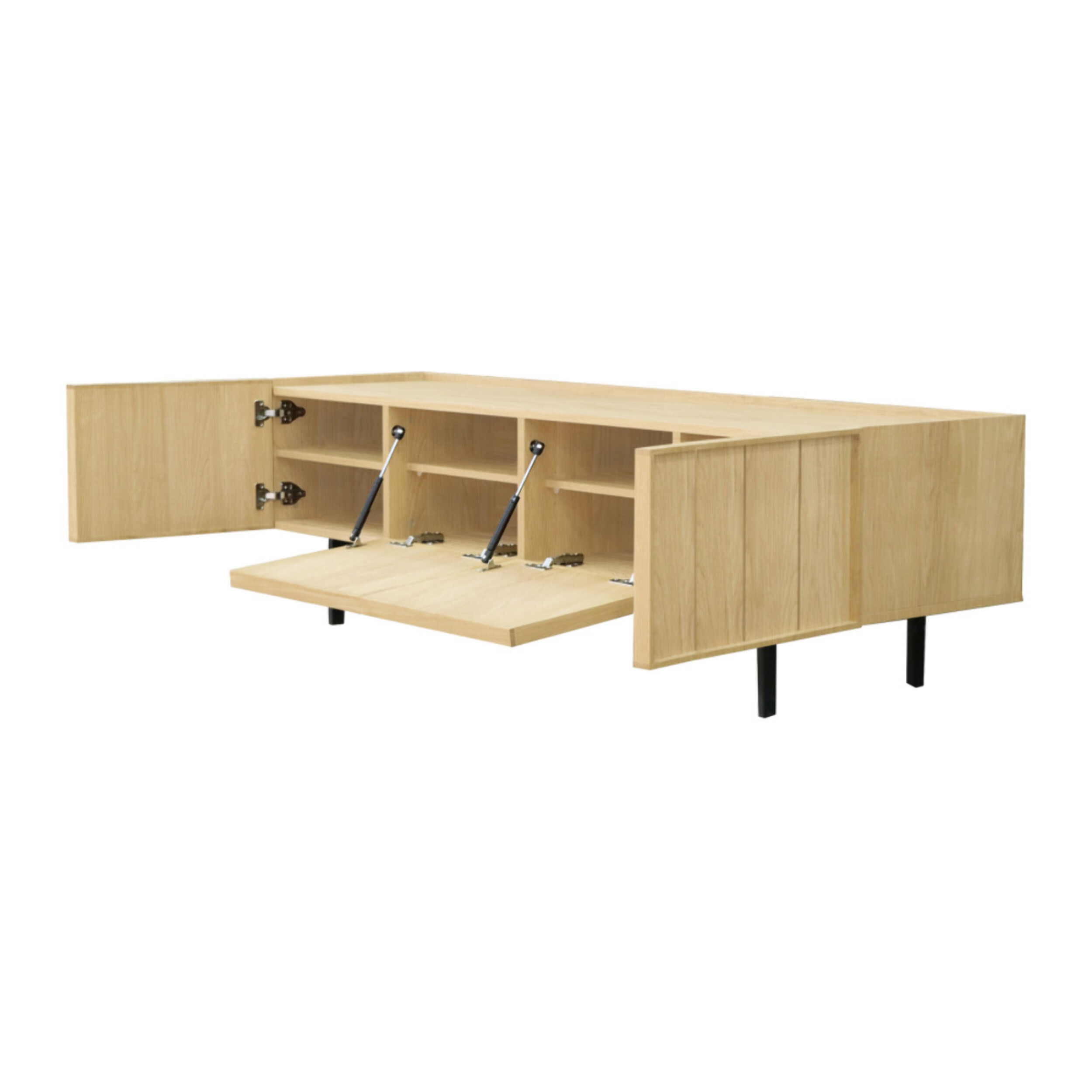 Lines - Meuble TV 4 portes en bois L200cm : Couleur - Bois clair