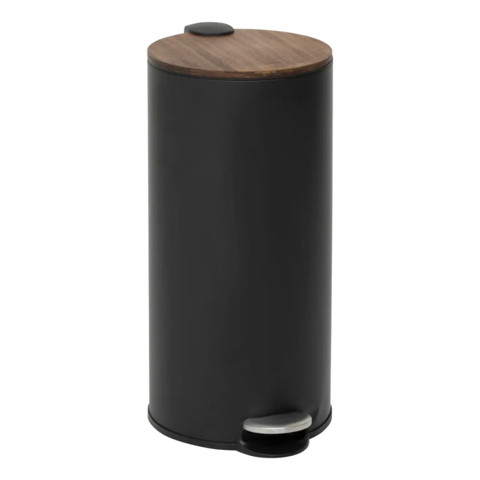 Poubelle Modern Color avec Pedale 30L Noir et Acacia 29,2x37,7x59,5 cm