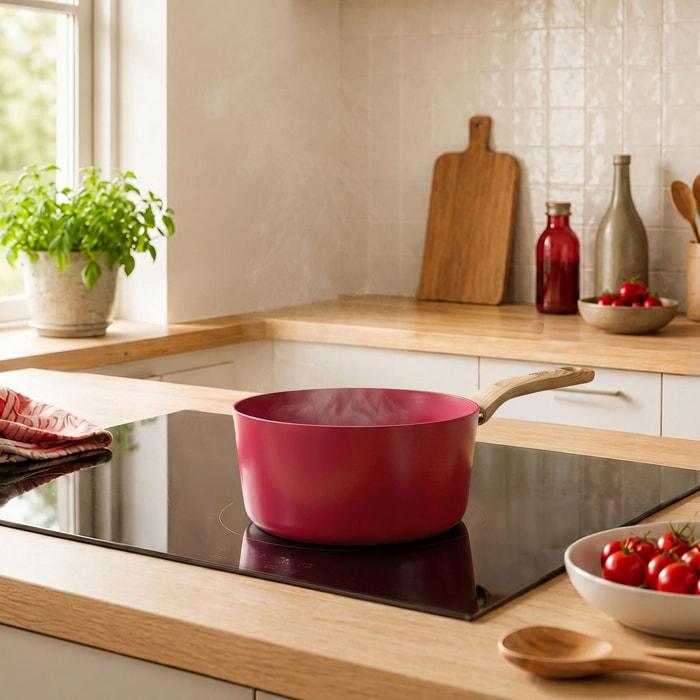 Casserole 20cm avec revêtement céramique rouge - tous feux COLORAMA