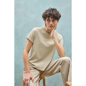 Camiseta Diamond beige con print foil Polo Club