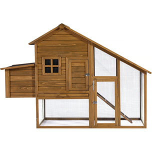 Poulailler "Princesse" avec pondoir en bois - 4 poules - Marron