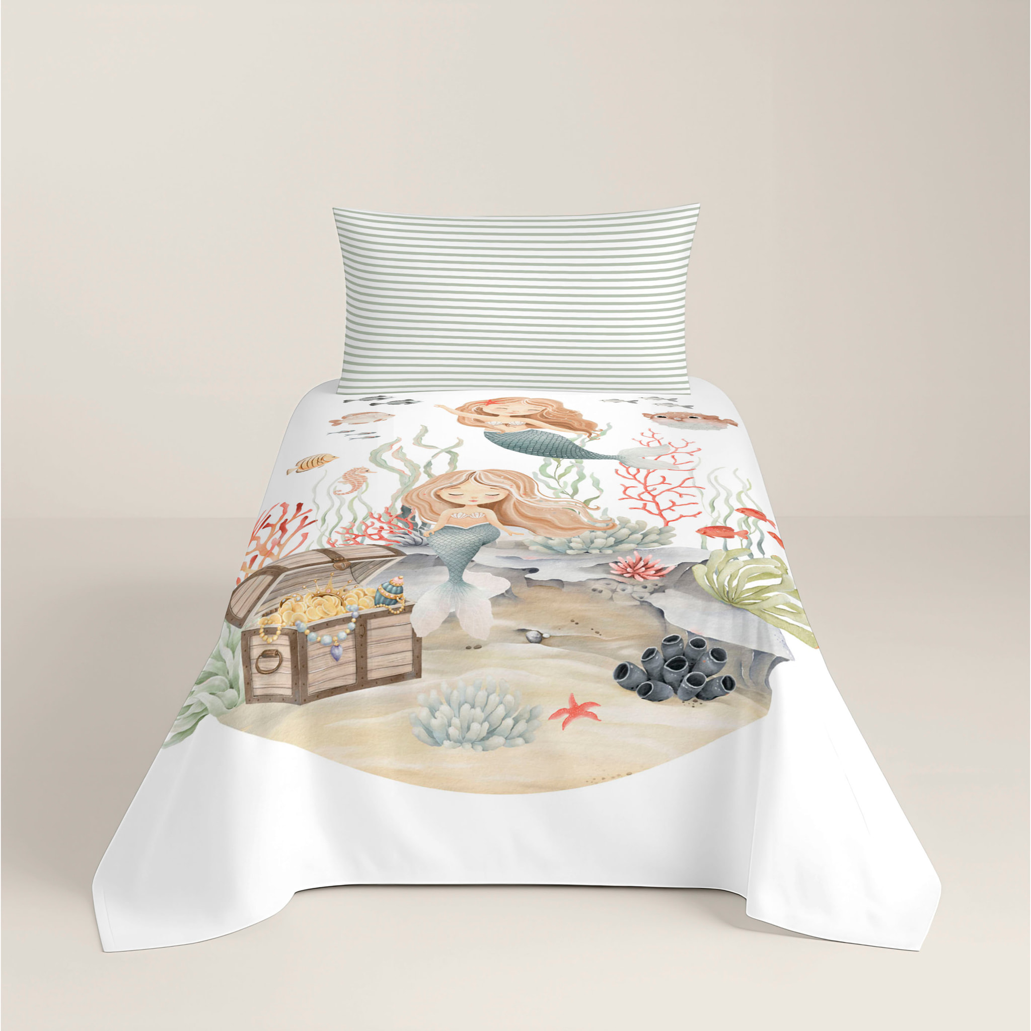 Cool Kids - Juego de Sábanas Estampadas - Infantil - Incluye 1 Funda de Almohada + 1 Sábana Bajera - 100% Algodón - Athina