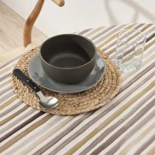 Nappe ronde en résine anti-taches Naiara Marron