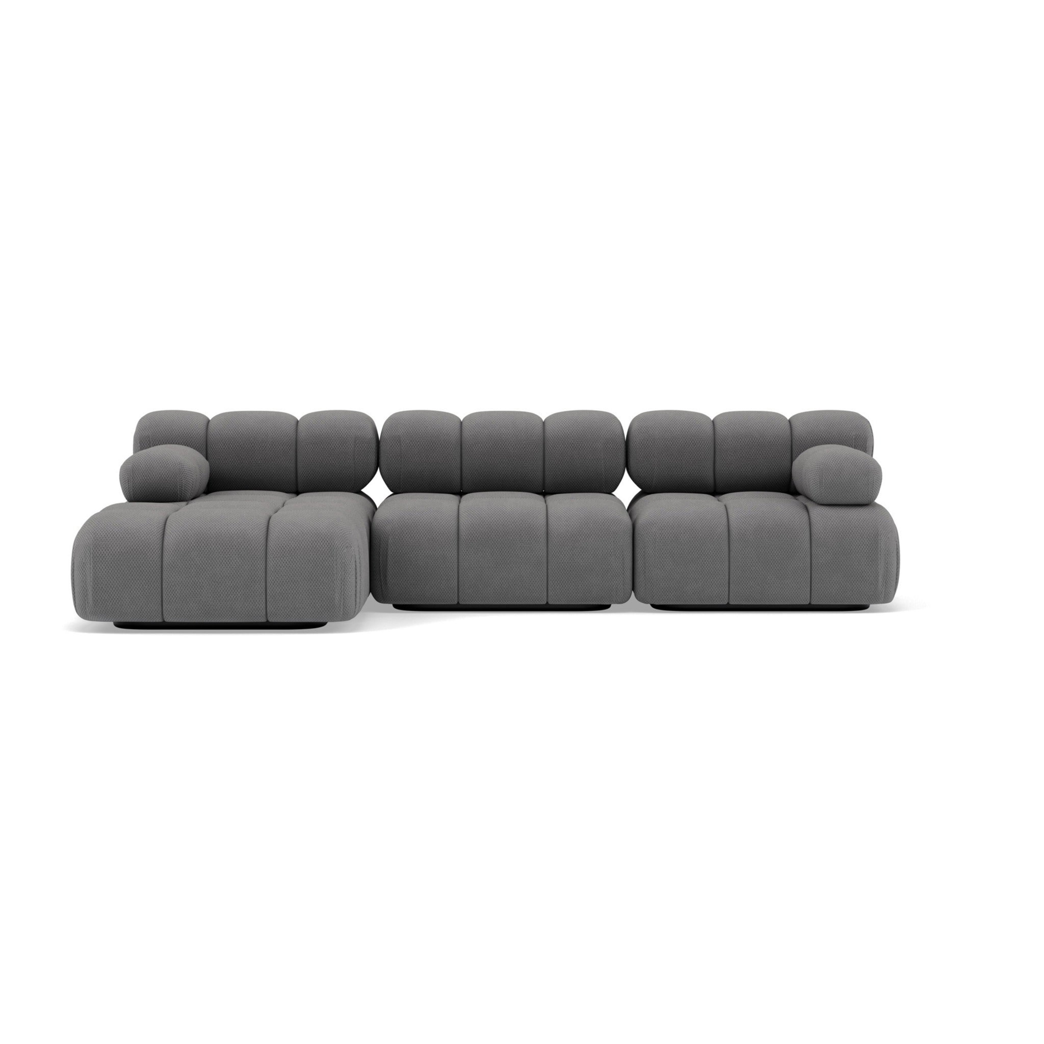 Ruby - canapé modulable d'angle gauche 4 places en velours texturé - Gris