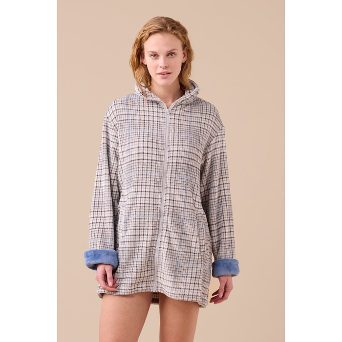 Vestaglia donna invernale in coral articolo principe di Galles. Noidinotte